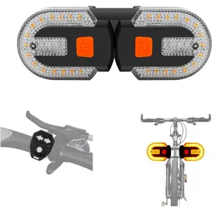 5 Modes Waterproof Bike Turn Signals with Horn for ebike, Front Rear Strobe Bike Tail Light, USB Charging Remote Control Splited/Integrated (2pcs Lights)