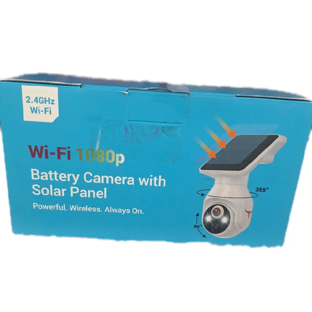 Wi-Fi 1080p Battery Camera with Solar Panel 2.4GHz Wireless 360° View Powerful Always On