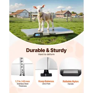 fathersdaygift VEVOR Livestock Scale 700LBS, Dog Scales Large Platform 40.6x20.9Inch Stainless Steel Vet Scale Industrial Floor Scale Large Animal Scale Pig Scale Goat Weight Scale Pet Digital Scale