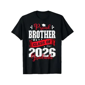 Class of 2026 Graduate Brother T-Shirt - Men's Soft Breathable Cotton Loose Fit Round Neck Short Sleeve Shirt with 2026 Graduation & Diploma Print - Proud Graduate Gift for Celebration