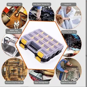 Double-Sided Plastic Tool Box, Electronic Components Organizer, Multi-Purpose Small Parts Storage, Handheld Hardware Accessories Case