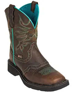 Justin Women's Mandra Chocolate Western Boot Broad Square Toe - Gy9624