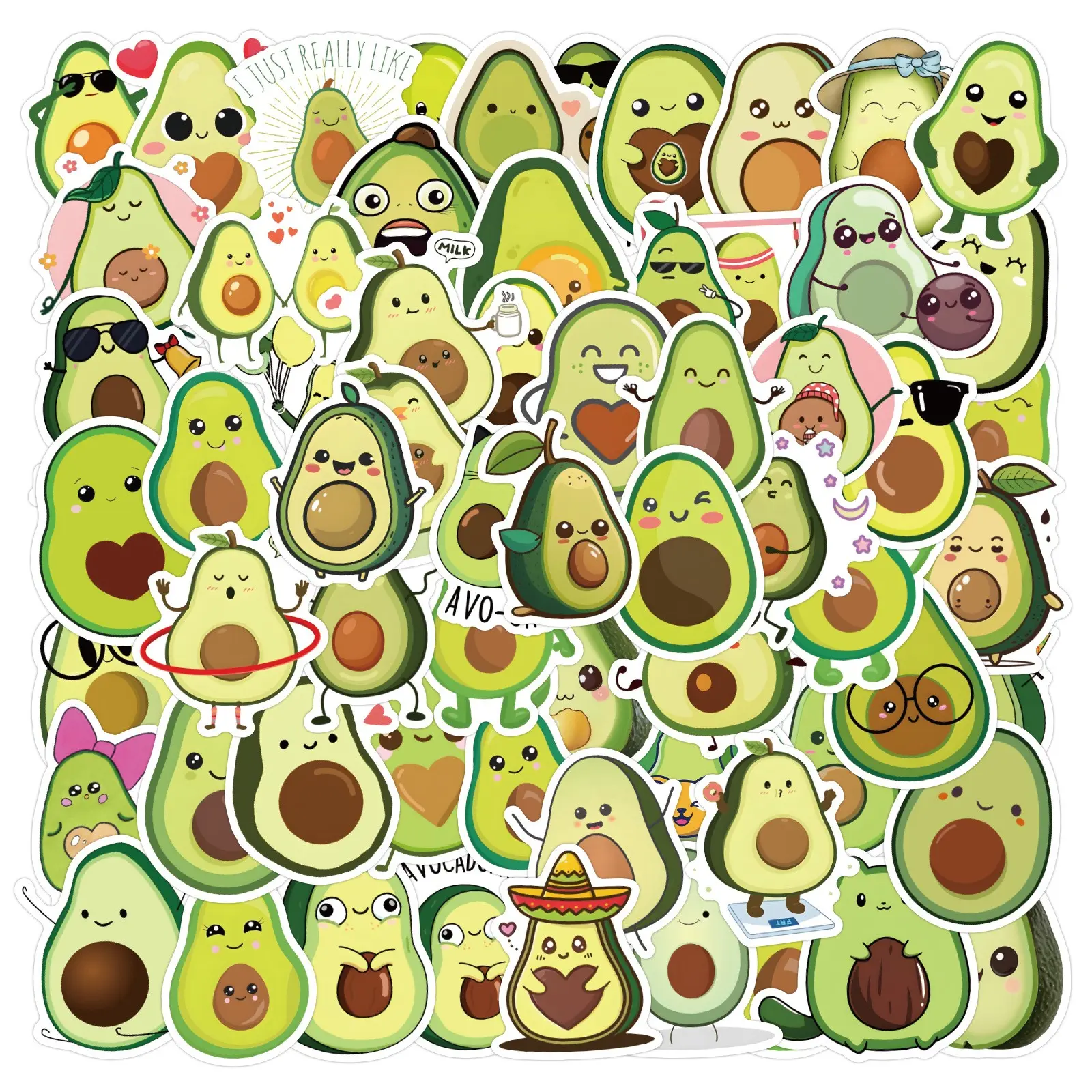 110 Sheets Cute Avocado Cartoon Stickers, Waterproof Car Luggage Cup Skateboard Stickers, New Arrival Decorative Decals