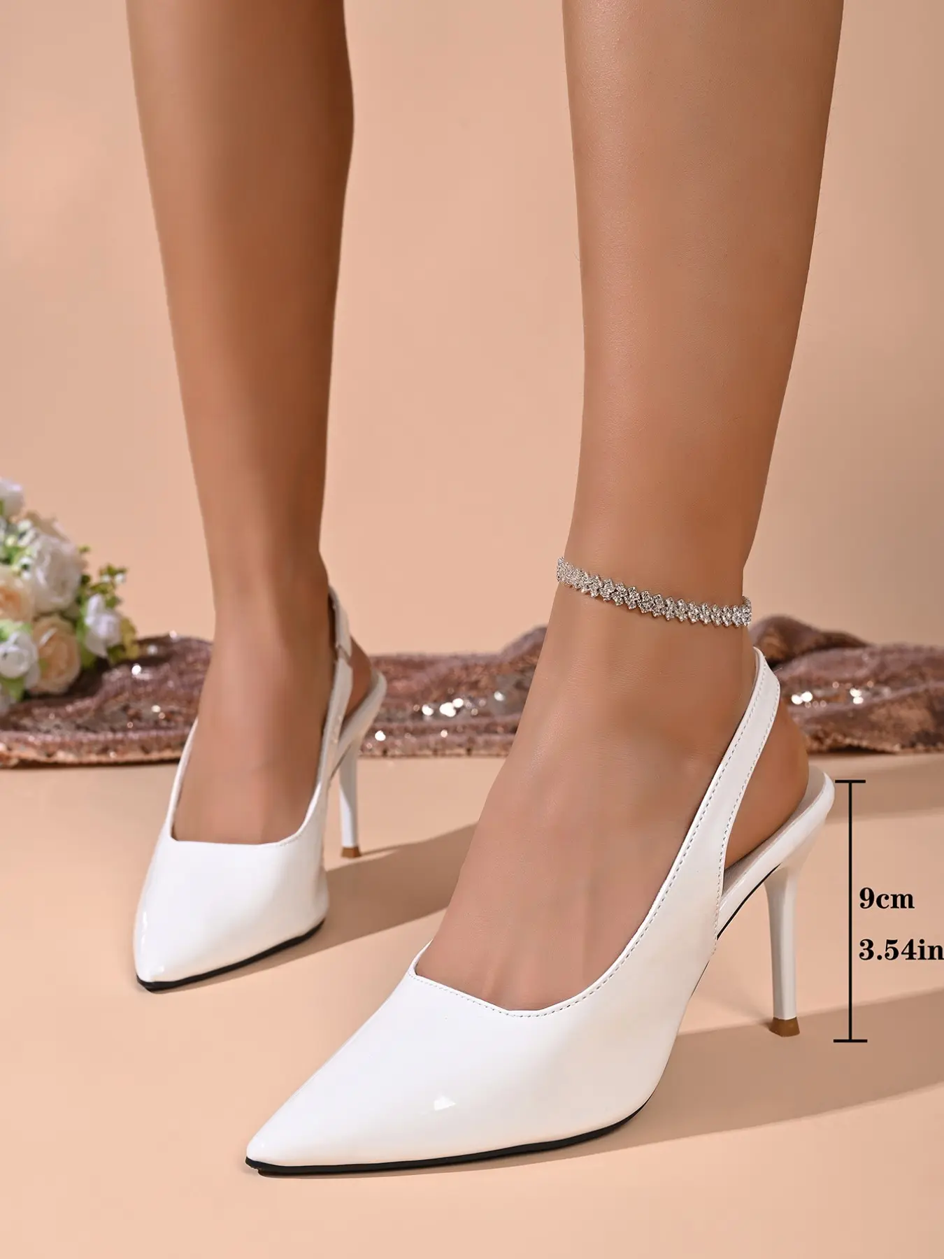 Women's Elegant PU Leather High Heels, Kitten Heel Slip-On Shoes, Comfortable & Stylish Fashion Design for Spring Fall Season, High Heel Pumps, Party Heels, Classy, Elegant Evening Footwear, Footwear, Heeled