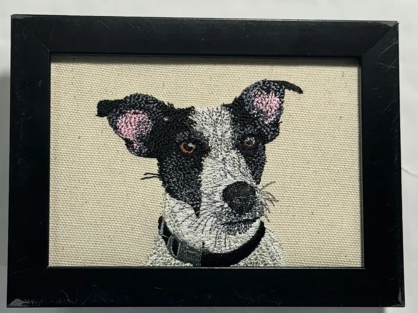 Rat Terrier Canine Theme Machine-Embroidered Framed Plaque - Small Home Office Kitchen Room Decor, Tabletop Desktop Sign with Other Dog Breeds & Designs Available
