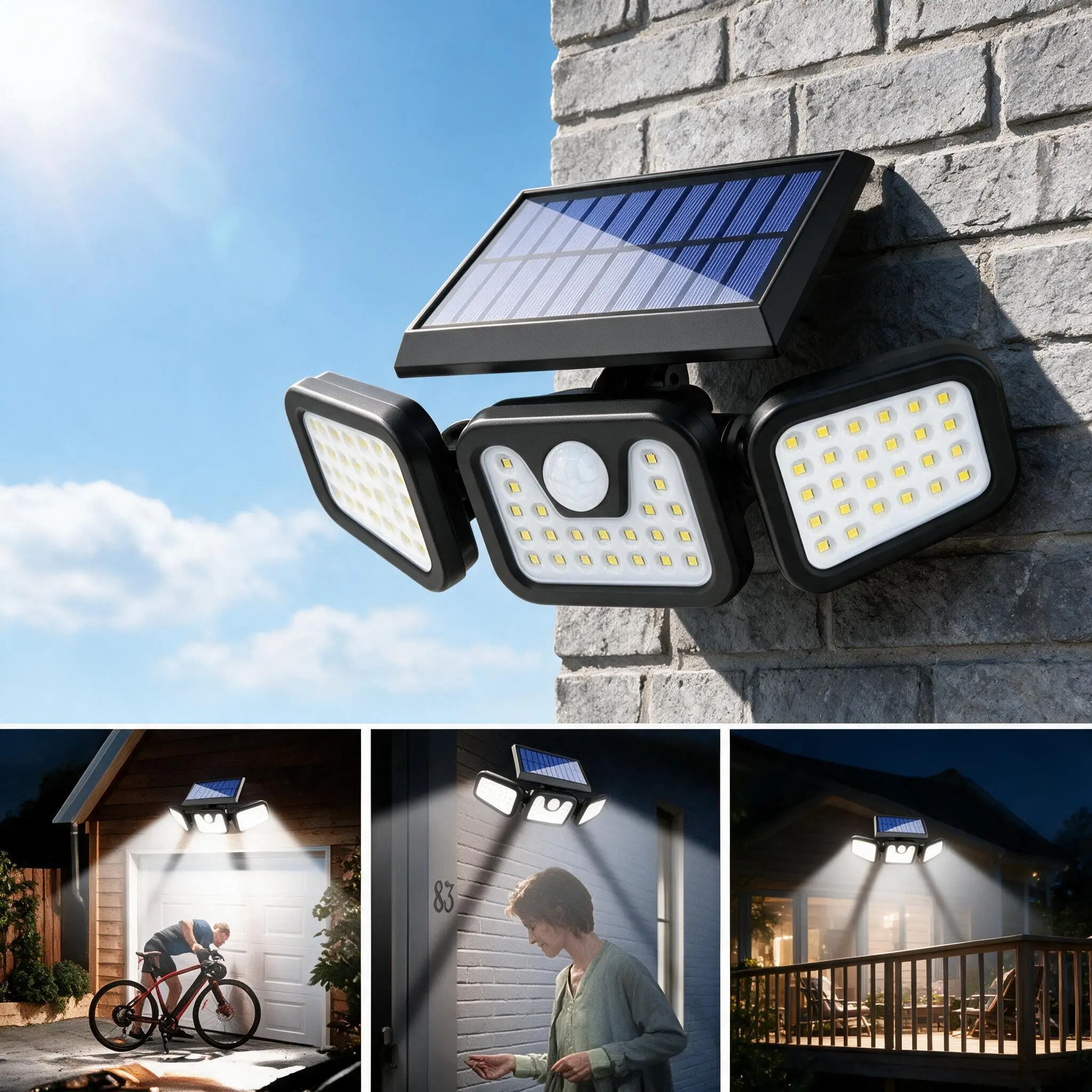2PC Wireless ABS Plastic Solar-Powered LED Motion Sensing Garden Lights, 2000mAh 2500 lm IP65 Rated Waterproof Solar Landscape Lighting with 3 Modes, 270° Wide Beam for Home Security Improvement