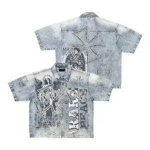 RARE PEACE: Zip Down Rhinestone Denim Top RJ6063