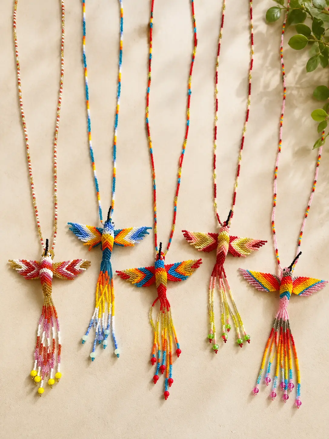 Hummingbird 3D Beaded Necklaces colors Artisan Boho Jewelry Hummingbird 3D Beaded Necklaces colors Artisan Boho Jewelry