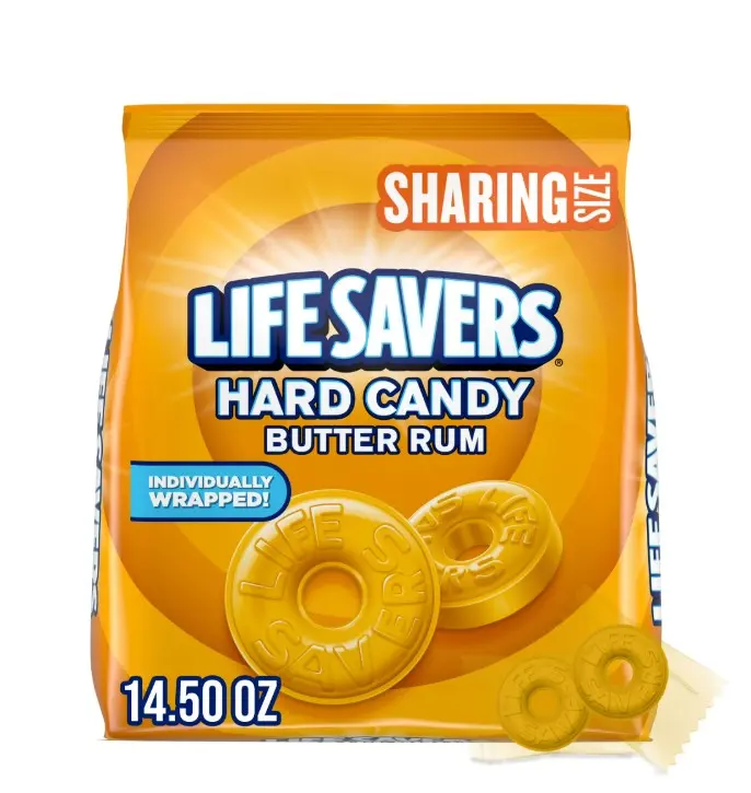 Life Savers Butter Rum Hard Candy, Individually Wrapped 14.50oz Sharing Size Sweet Snack for Parties Bonbon