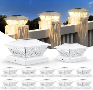 12 Pack Solar Post Cap Lights, 2 Mode Bright Solar Post Lights Outdoor Waterproof, Outdoor Post Lights Solar Powered Deck Lights for 4x4 4.5x4.5 5x5 Posts in Garden Decor