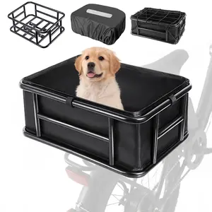 Lambolt Rear Rack Bike Basket for E-Bikes & Bikes - Heavy-Duty Bicycle Basket with Waterproof Liner, Cargo Net & Rain Cover - Great for Groceries, Dogs, Pets & Daily Commutes