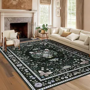 Garvee Washable Tiger Print Rug Modern Animal Print Rug Stain-resistant Non-slip Ultra-thin Foldable Indoor Decorative Rug for Bedrooms Living Rooms Dining Rooms Playrooms and Laundry Rooms waterproof area rug area rug