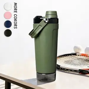 20oz Protein Shaker Bottle| Leakproof Vacuum Insulated Stainless Steel Cup | Powder Storage Base & Quick Seal Lid | Ideal for Fitness Protein & Pre Workout Mixes