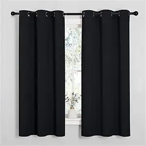 Pitch Black Solid Thermal Insulated Grommet Blackout Curtains (2 Panels, 42 inches Wide by 63 inches Long, Black)