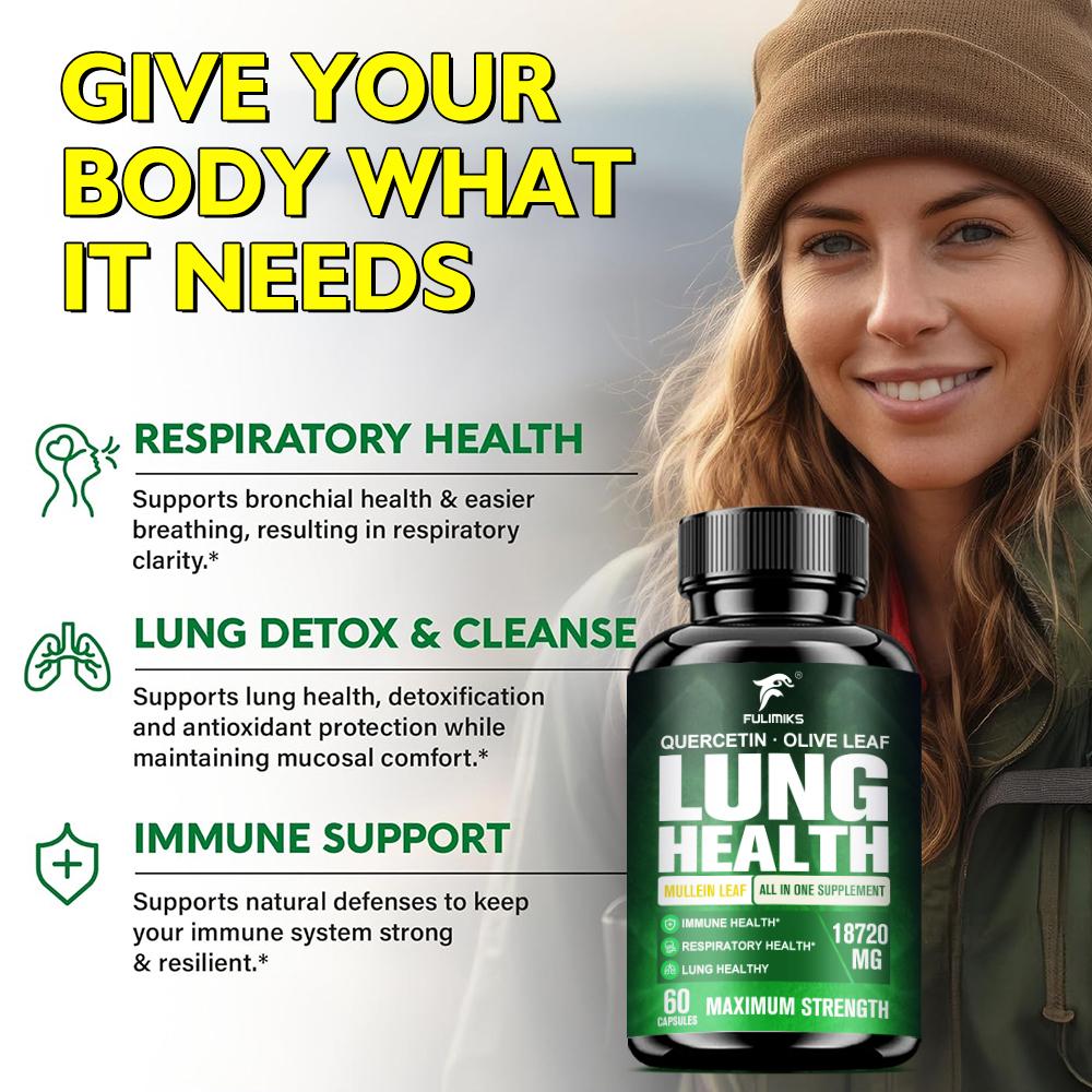 Lung Health - Lung Support Supplement with Mullein Leaf, Butterbur, Quercetin & Bromelain | Lung Cleanse & Detox Formula for Bronchial & Respiratory System Non-GMO