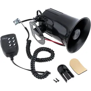 Wired Alarm Siren Horn, 100W 12V 6 Sound Car Truck Speaker Loud Siren Horn 120-150dB with MIC