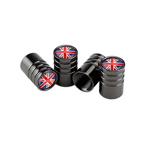 Car Tire Valve Stem Cap, 4 Counts Leak-Proof Valve Stem Cap with British Flag Pattern, Valve Stem Cover for Cars, Trucks, Motorcycles, Bicycles