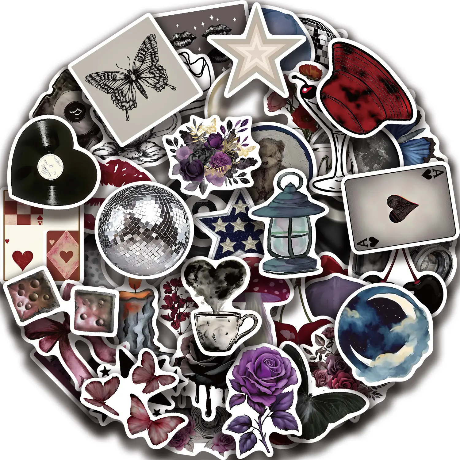 50pc Pinterest Girl Y2K Sticker Pack Black And White Durable Vinyl Waterproof Stickers for Book Phone Laptop Water Bottle Fun Craft Stickers for Smartphone Scrapbooks Planners Gifts and Rewards Cute Gifts for Girls Kids Teens Adults