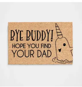 Bye Buddy Elf Movie Doormat Funny Porch Decor Christmas Classic Handmade in Tomball TX Personalized Home Decor Survives Rain Dirt and Negative Energy