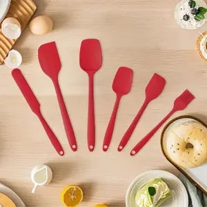 6pcs Seamless Silicone Spatula Set - Heat-Resistant Food-Grade Flexible Rubber for Kitchen Cooking, Baking, Yogurt Mixing & Butter Spreading - Non-Stick, Easy Clean & Dishwasher Safe Premium Tools