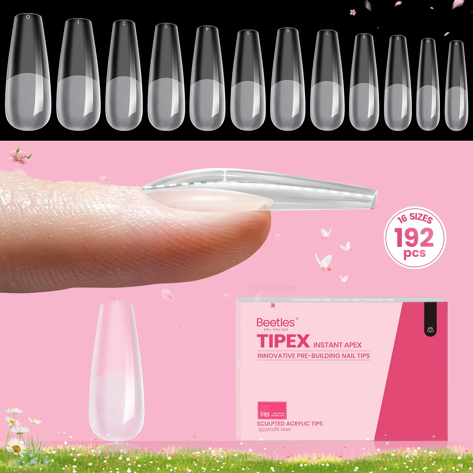 Long Coffin 16Sizes 192Pcs (Only Tips)