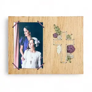 Faithful Floral Swag Cross Instant Photo Frame