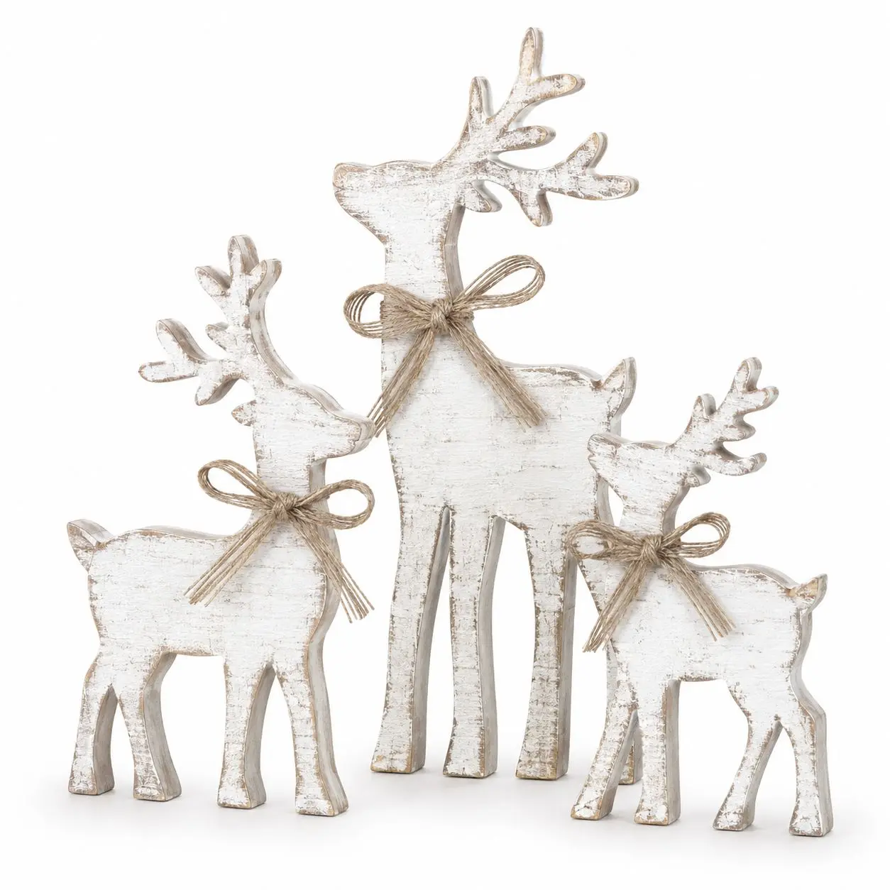 Indoor Christmas decorations, 3-piece reindeer home decor set | Wooden winter Christmas dining table decoration, farmhouse-style Christmas party centerpiece tiered tray decor for kitchen mantel and office gifts