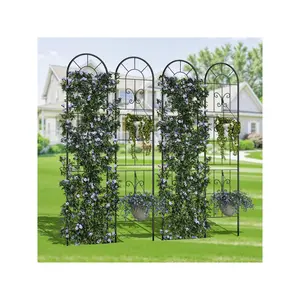 4 Pack Panels No Dig Dog Fence Outdoor - 55 Inch Tall Rustproof Animal Barrier With Gate, Decorative Garden Fence Panels For Yard Border, Patio(55 X 11.8inch)