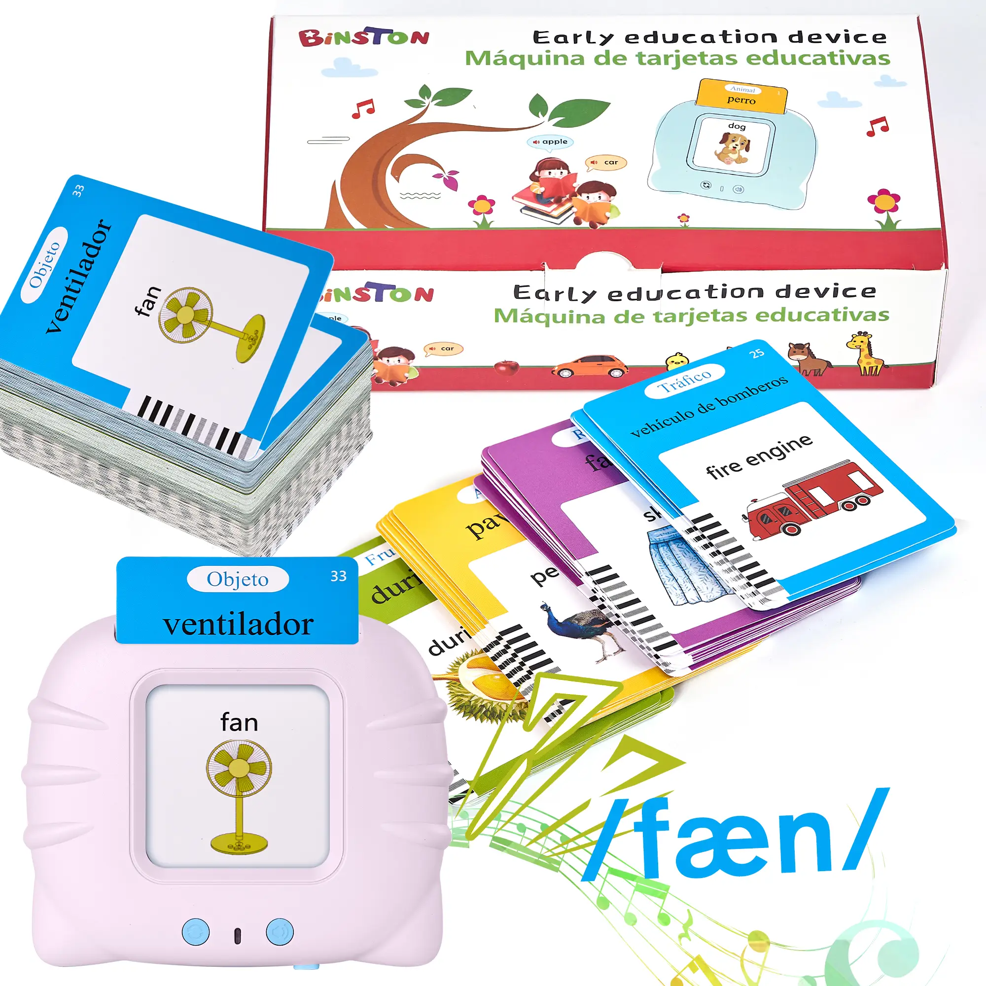 Spanish & English Talking Flash Cards for Toddler, Bilingual Flash Cards Learning Montessori Toys with 224 Sight Words, Speech Therapy Toys for Childr