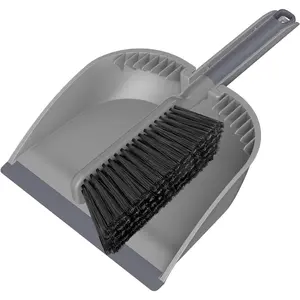 Small Dustpan and Brush Set, Nesting  Handheld Broom and Dust Pan with  Portable Broom and Dustpan Set Suitable for Desktop, Pets Care, Sofa, Camping, Grey