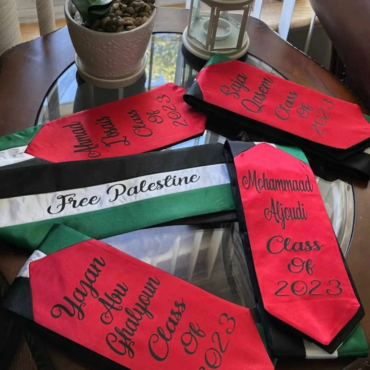 Palestine 2024 graduation stole  72inches long Name can be put in Arabic or English