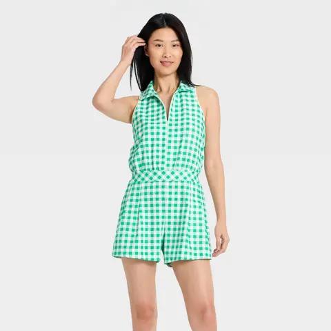 Women's Sleeveless Knit Pleated Romper - All In Motion