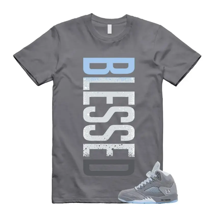 Charcoal Shirt to Match AJ 5 Wolf Grey Sneaker, 5 Wolf Grey Shirt, 5 Wolf Grey Outfit, 100% Cotton, Fashion Clothes, Casual Everyday Wear, Menswear Top