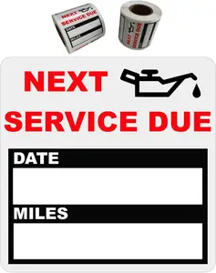 300 Pieces Oil Change Stickers, Service Reminder Labels, Auto Maintenance Service Due Reminder Stickers Labels, 2 x 2 Inch, 2 Roll (Black)