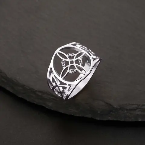 Women's Gothic Witch Knot Silver Stainless Steel Metal Index Finger Ring - Stackable Non-Tarnish Symbolic Female Jewelry for Daily Wear, Rings for Women Accessories, Finger Jewelry, Metal Rings