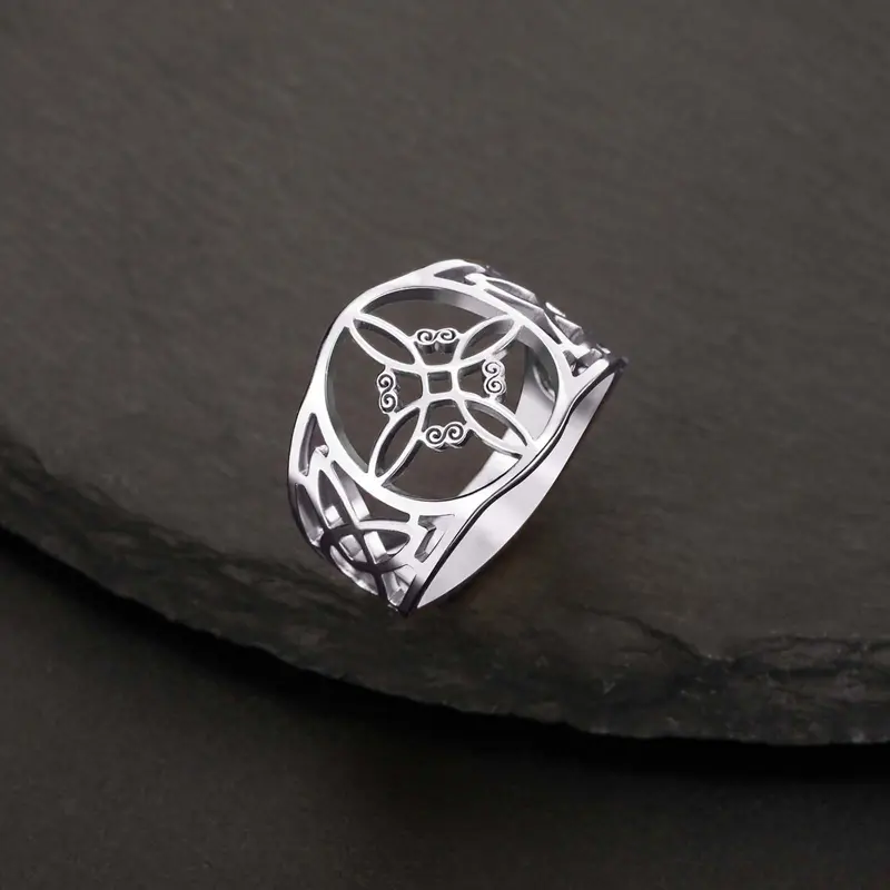 Women's Gothic Witch Knot Silver Stainless Steel Metal Index Finger Ring - Stackable Non-Tarnish Symbolic Female Jewelry for Daily Wear, Rings for Women Accessories, Finger Jewelry, Metal Rings