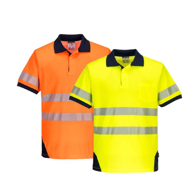 Portwest PW3 Hi-Vis Polo Shirt S/S Breathable 2 Tone Reflective Work Safety T182