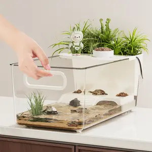 Turtle breeding tank, household fish tank, large-capacity storage box, ecological landscape, reptile breeding box, desktop turtle tank
