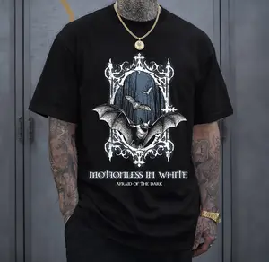 Motionless In White Afraid Of The Dark Band T-Shirt Menswear Top Heavy Cotton Unisex Oversize Metalcore Gothic Industrial Metal Rock Band Vintage Graphic Streetwear Cotton Tee for Men and Women Fans