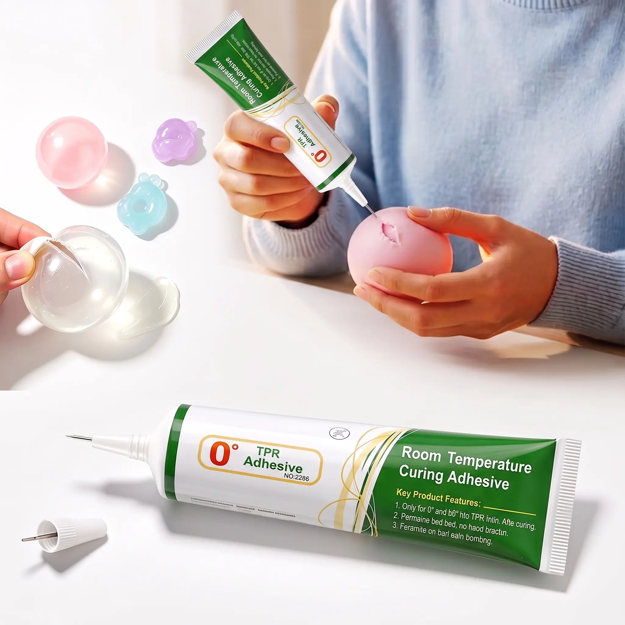 20ML 0℃ TPR Glue, Clear Flexible Non‑Hardening Low Odor Adhesive for Squishy Toys & Stress Balls, Fast‑Drying Waterproof Soft Gel Sealant, Syringe Tube Design, Silicone Adhesive Repair Glue for Rubber, Model, TPU, TPR, TPE(Toy Not Included)