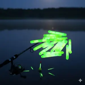 Glow Fishing Floats Set: 30m High-Visibility Night Bobbers, Tangle-Resistant Glow Sticks, Portable Night Fishing Gear with 5 Mini Lighted Markers for Professional Anglers.