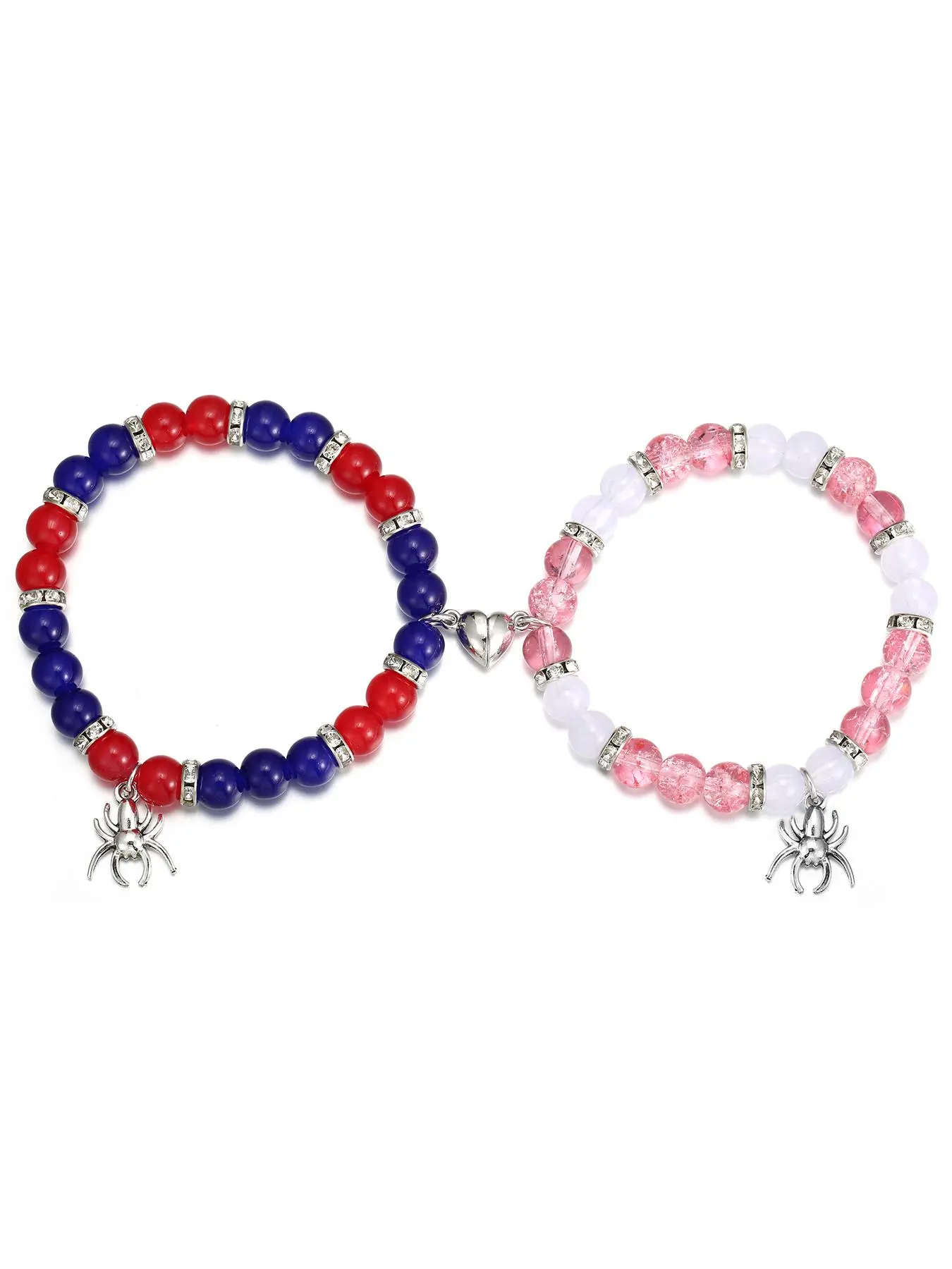 Unisex Magnetic Spider Decor Artificial Crystal Beaded & Rhinestone Decor Dainty Crystal Bracelet Pretty Bracelet for Party, Daily Clothing Decor, Trendy Exquisite Jewelry As Gift Beaded Bracelet Set Beaded Bracelets Set