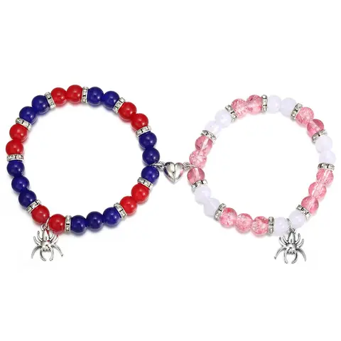 Unisex Magnetic Spider Decor Artificial Crystal Beaded & Rhinestone Decor Dainty Crystal Bracelet Pretty Bracelet Beautiful Bracelets for Party, Daily Clothing Decor, Trendy Exquisite Jewelry As Gift Beaded Bracelet Set