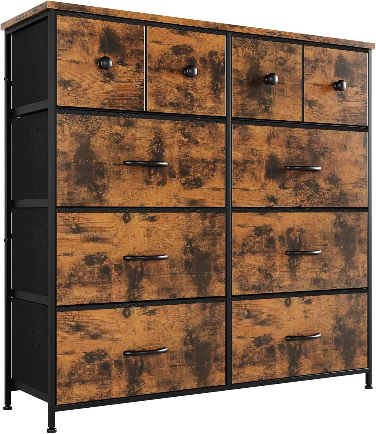 Dresser for Bedroom Drawers, Storage Drawer Organizer, Tall Chest of Drawers for Closet, Living Room, Hallway, Entryway, Fabric Drawers (Rustic Brown)