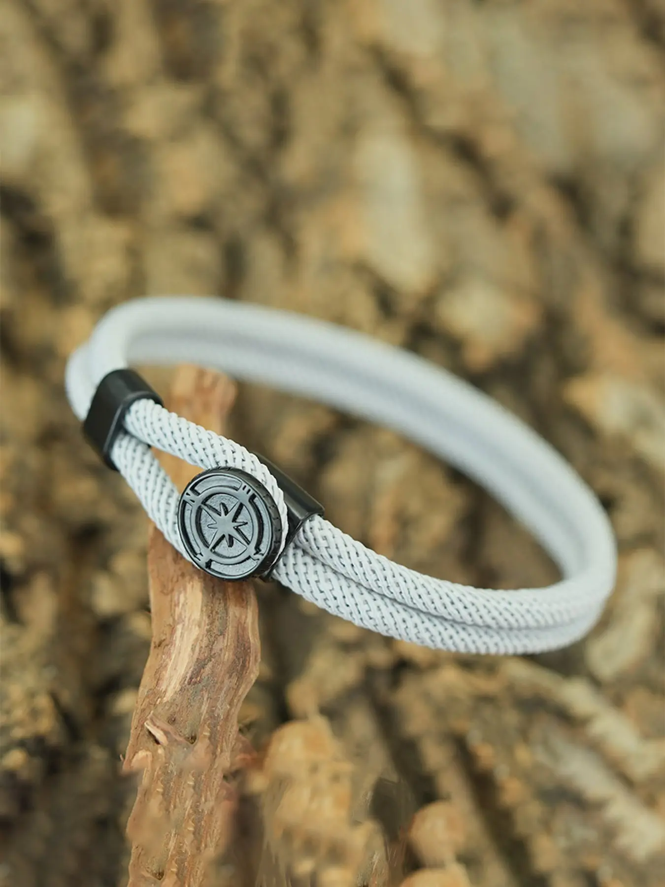 Men's Compass Rope Bracelet Easy Buckle Dual Layer Nautical Adventure Outdoor Explorer Survival Accessory, Durable & Stylish Design Stackable Bracelets Casual Accessories