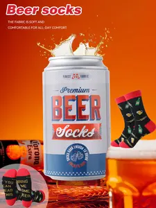Novelty Beer Socks with Beer Mug Print, Fun and Quirky Couples Mid-Calf Socks for All Seasons, Ideal Gift for Beer Lovers
