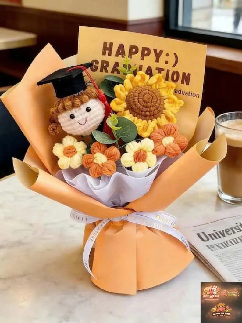 Class of 2026 Graduation Flower Bouquet Gift for Her, Handmade Congrats Grad Flowers, Cute Graduation Ceremony Present