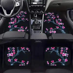 4PCS JDM Sakura Flower Fabric Floor Mats Interior Carpets Universal new