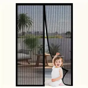 Magnetic mesh door — automatic closure, thickened and durable, no manual opening/closing required; mesh barrier for pets and children; suitable for French doors and sliding doors; magnetic closure design; compatible with door dimensions: 83 inches × 36 in