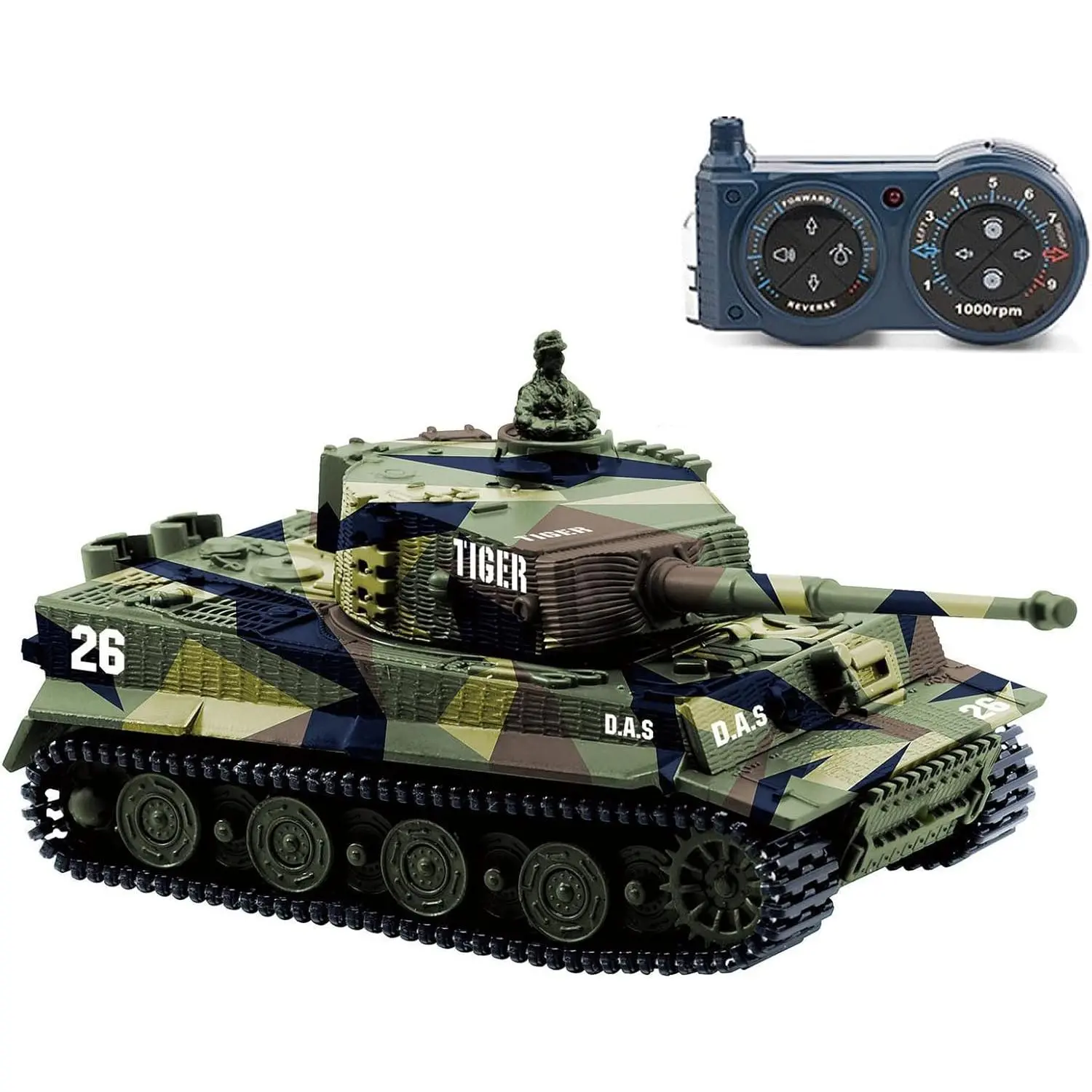 1:72 German Tiger I RC Tank – Mini Remote Control Panzer with Rotating Turret & Sound Effects